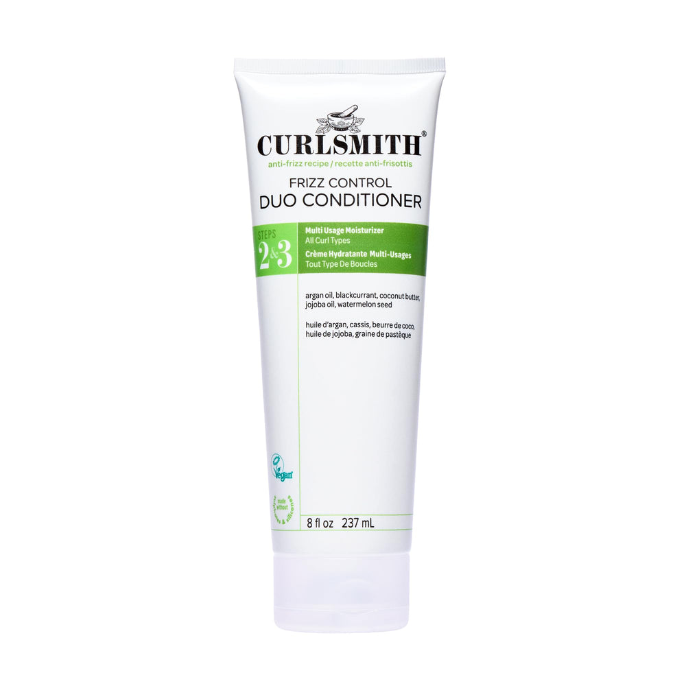 CURLSMITH Frizz Control Duo bottle front for smooth curls.