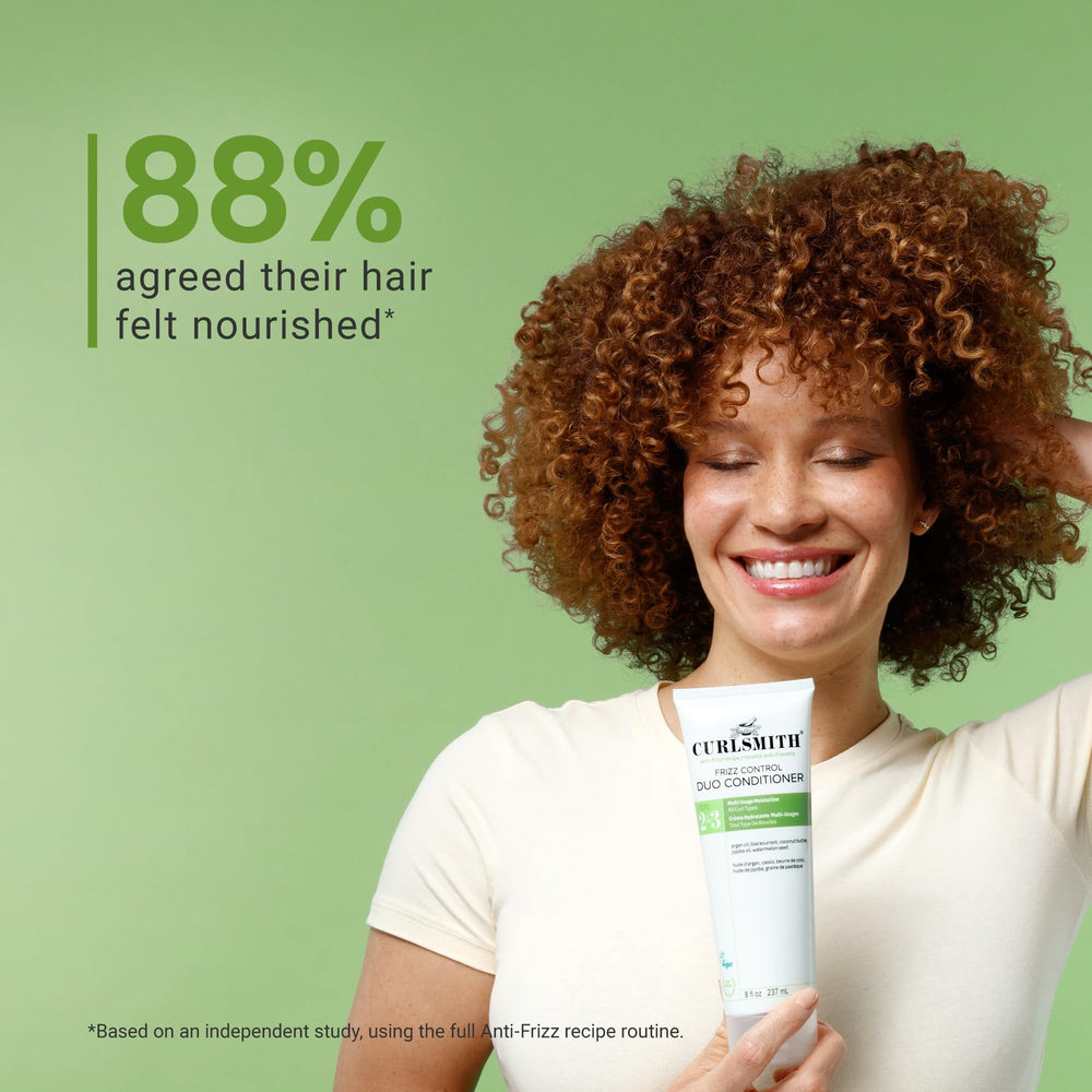 CURLSMITH Frizz Control Duo packaging label detail.