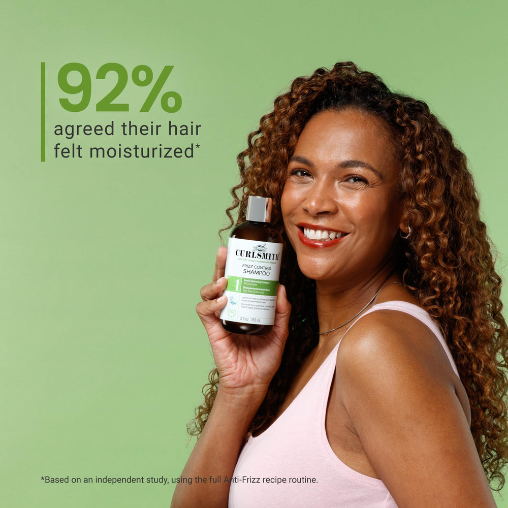Soft, hydrated curls after CURLSMITH Frizz Control Shampoo wash