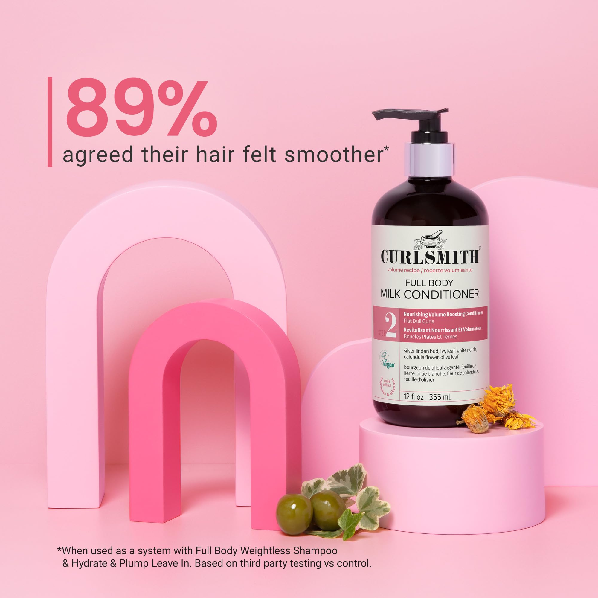Volume-boosted curls after using CURLSMITH Full Body Conditioner.