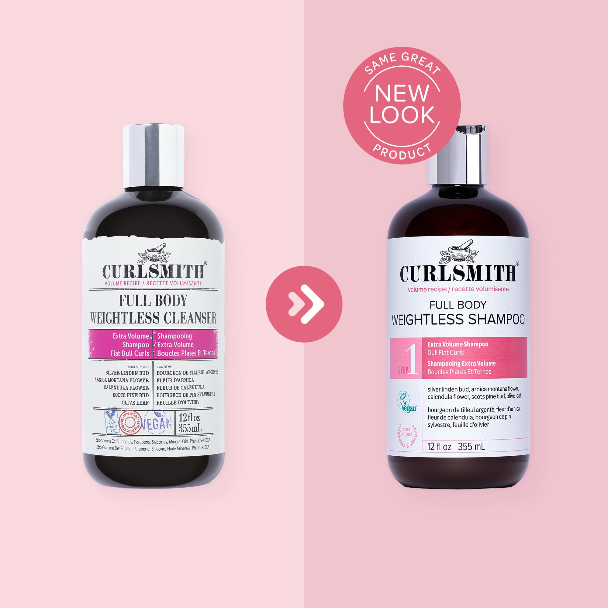 CURLSMITH Full Body Weightless Shampoo color-safe label highlights gentle cleansing