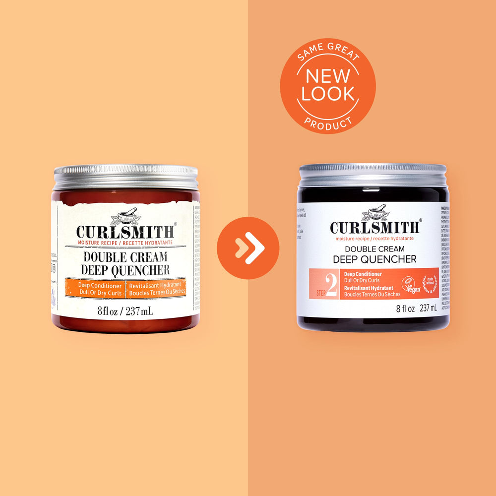 Hands applying Curlsmith conditioner to damp hair for detangling and nourishment
