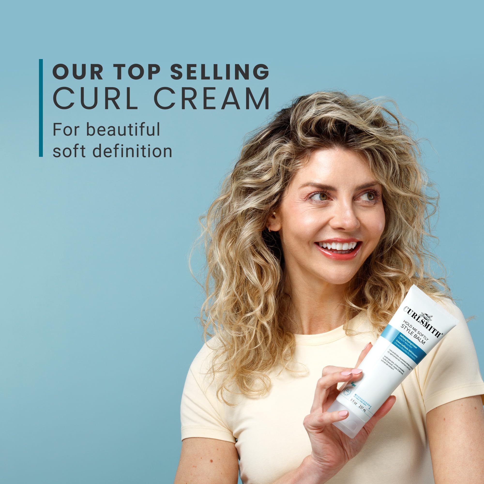 No-crunch finish after using CURLSMITH Hold Me Softly Balm on curls