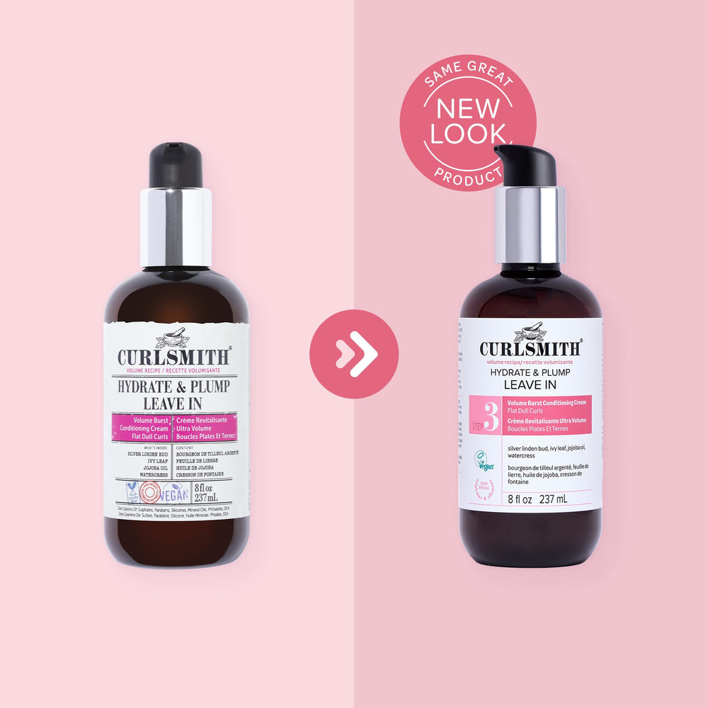 CURLSMITH Hydrate & Plump final look with full-volume curls.