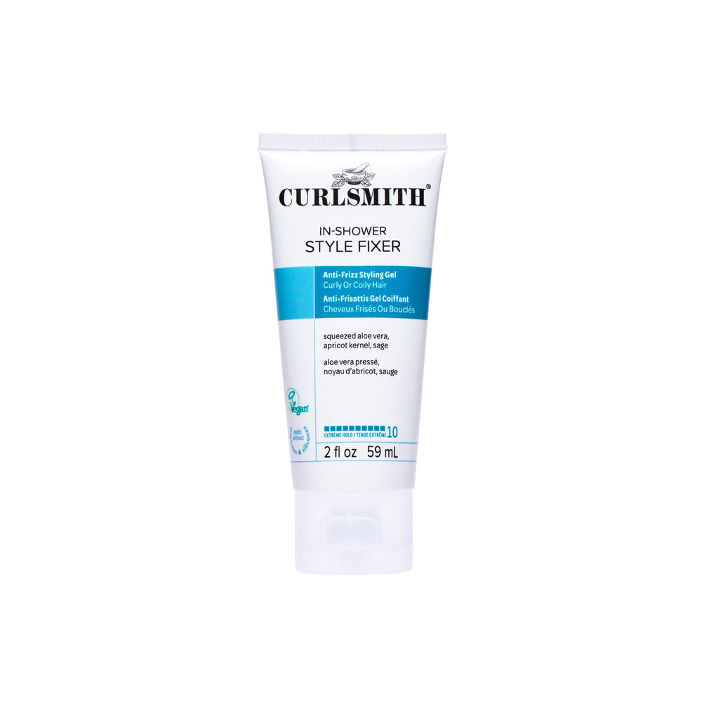 Curlsmith In-Shower Style Fixer bottle pour supports strong hold for defined curls