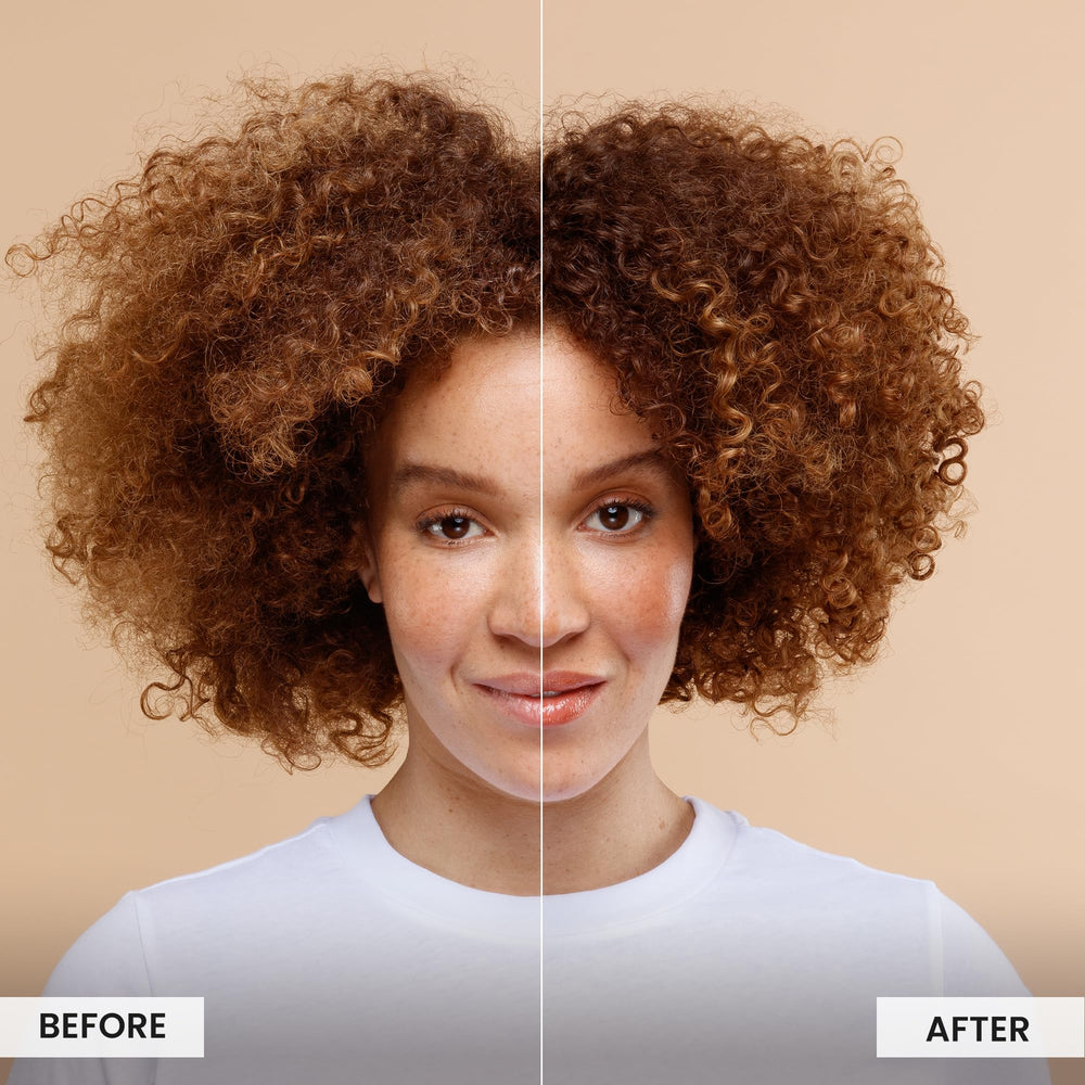 Curlsmith In-Shower Style Fixer smoothing lengths with praying hands technique