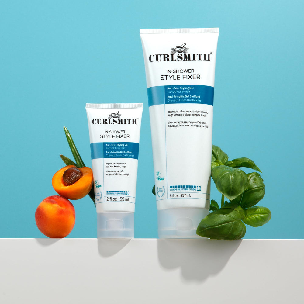 Curlsmith In-Shower Style Fixer after drying reveals soft shiny curls