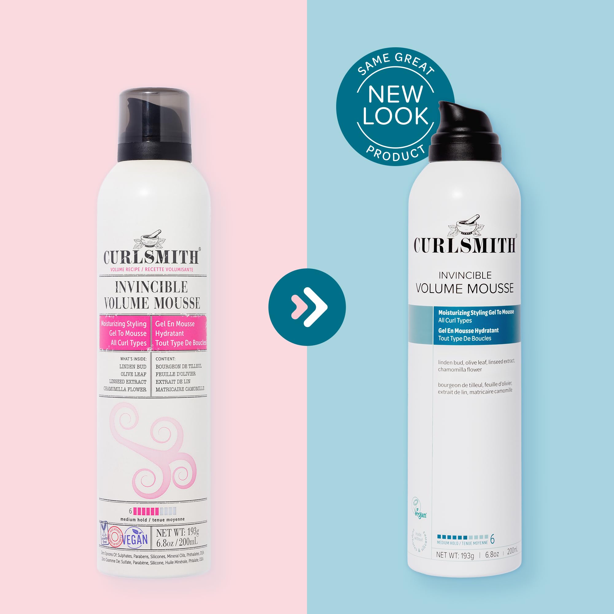 CurlSmith Invincible Volume Mousse on voluminous curls with lasting fullness.