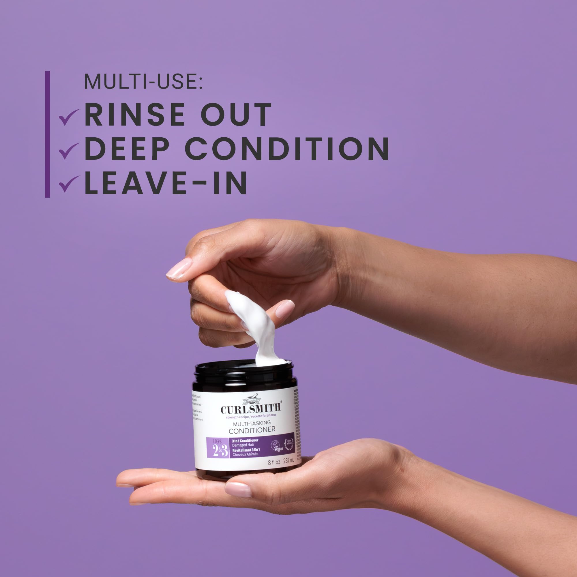 Ingredients splash emphasizes protein support for damaged curls and softness.
