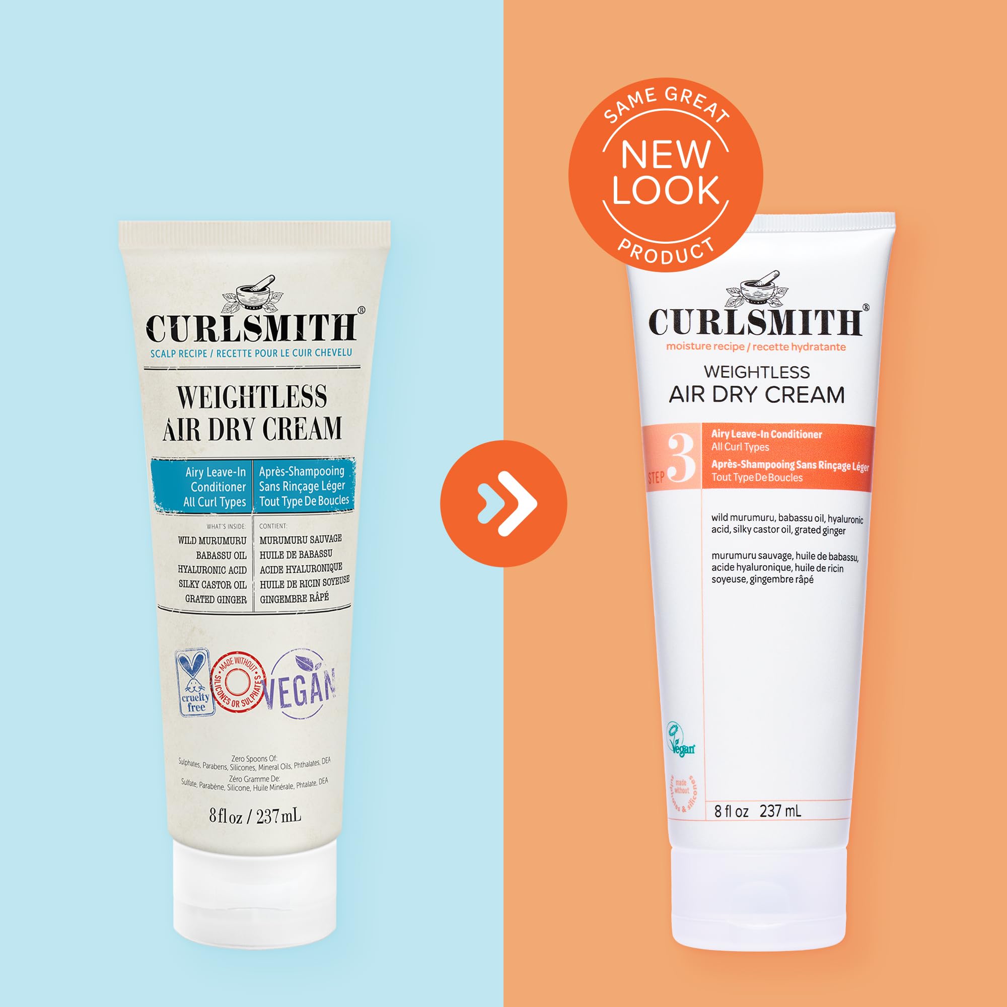 Defined curls with soft, flexible hold after using Curlsmith Weightless Air Dry Cream.
