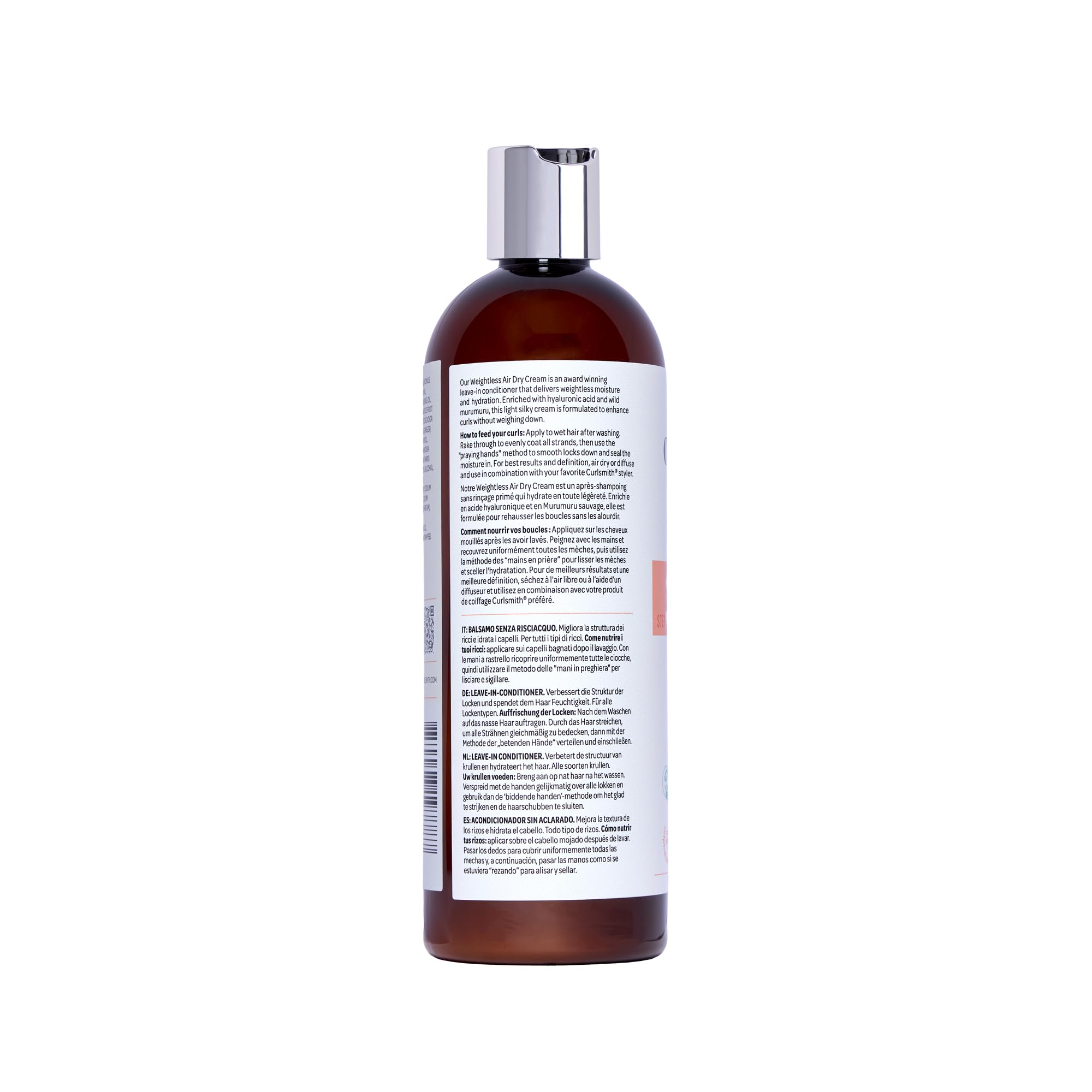 CurlSmith Weightless Air Dry Cream applied to loose waves for air-dried styling.