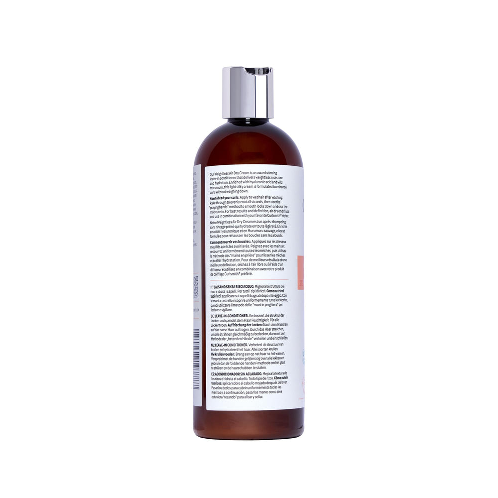CurlSmith Weightless Air Dry Cream applied to loose waves for air-dried styling.