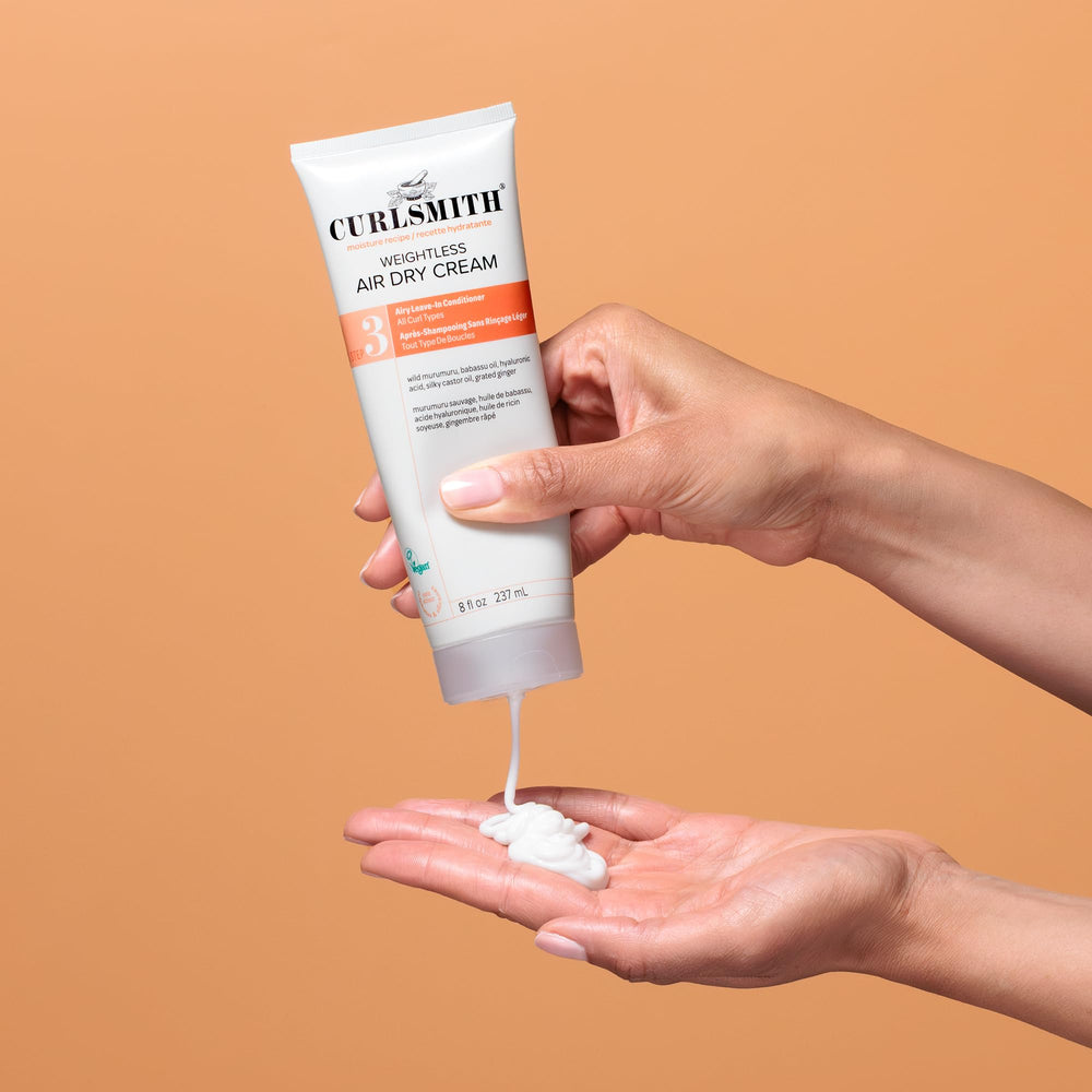Wild murumuru butter in Curlsmith Weightless Air Dry Cream seals moisture.