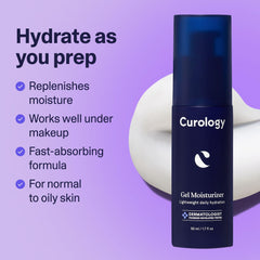Curology gel texture being swirled on skin for quick absorption.