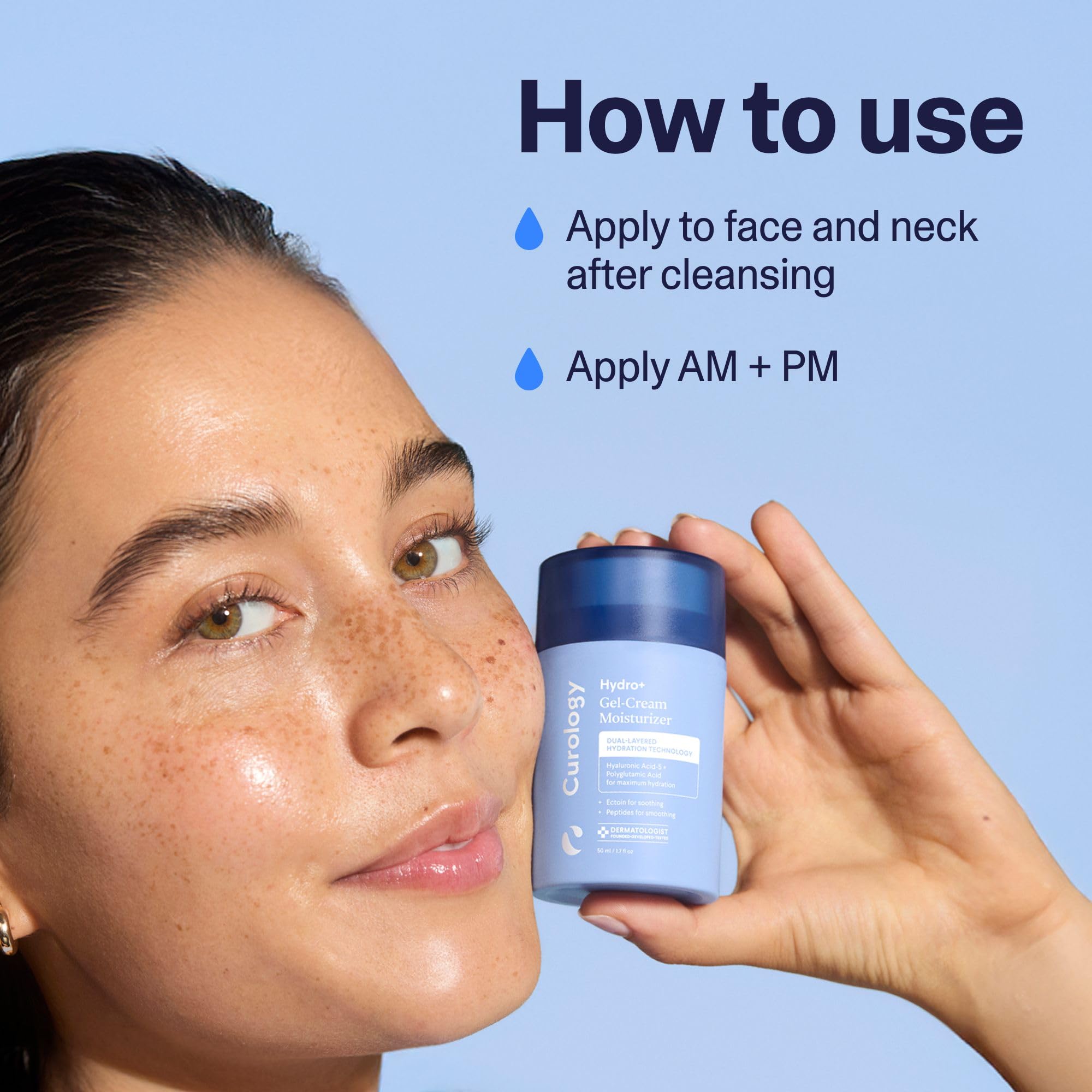 Curology Hydro+ Gel Cream pump-dispense, highlighting convenient daily use.