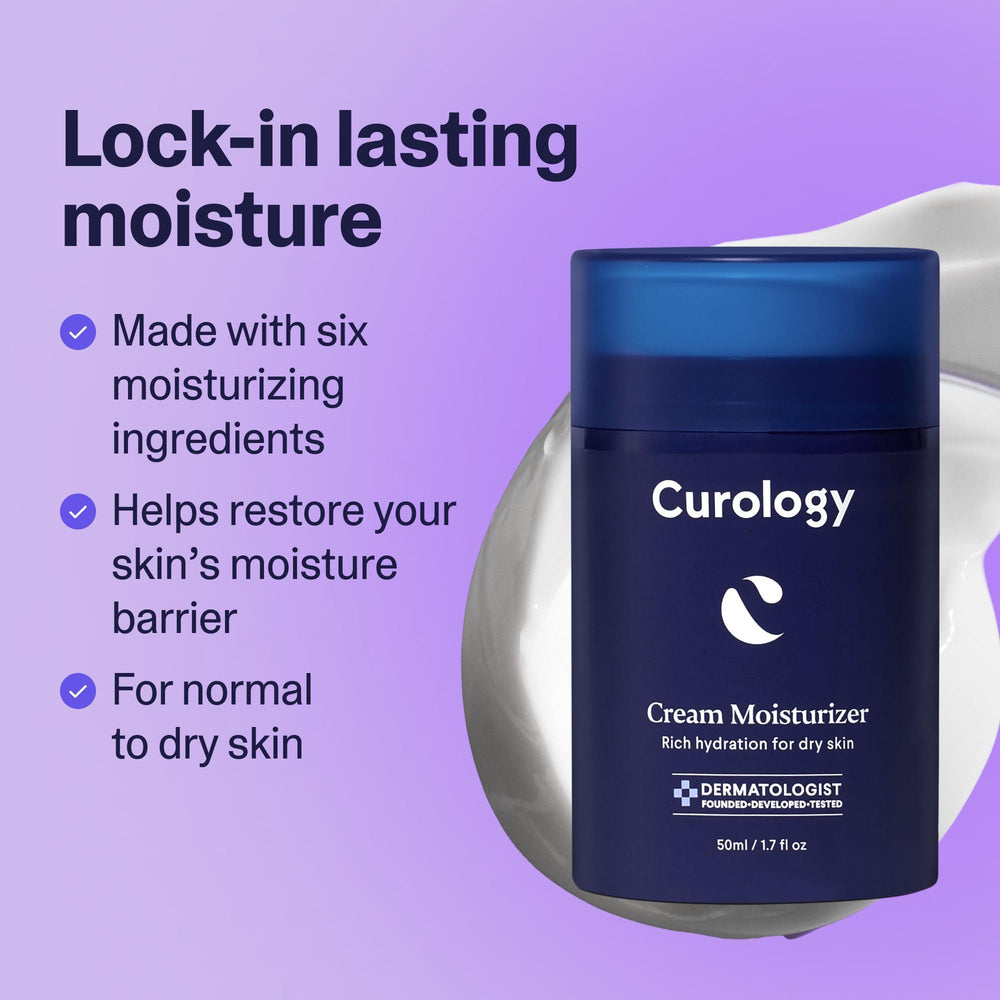 Curology moisturizer with shea butter indicating nourishing softness and barrier support