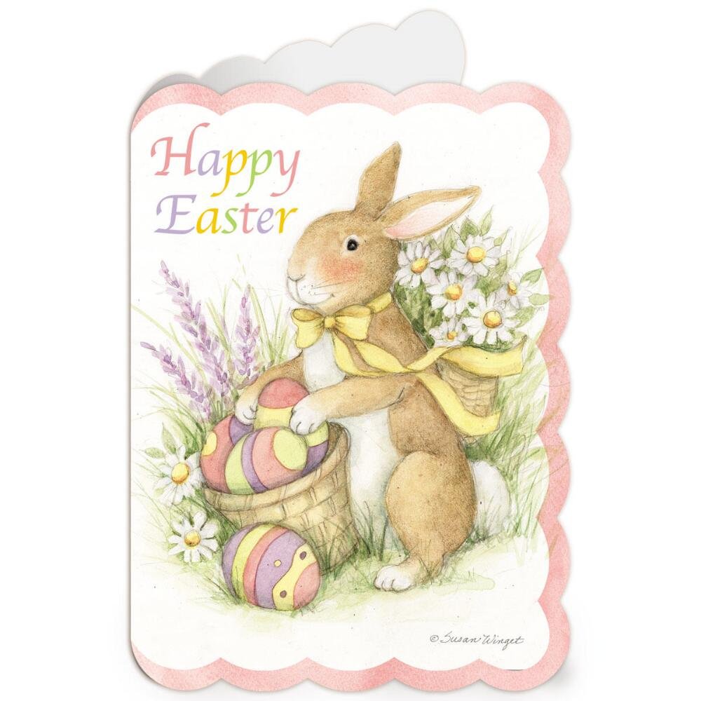 Current Deluxe Die Cut Easter Bunny card front with vibrant spring artwork for greetings.