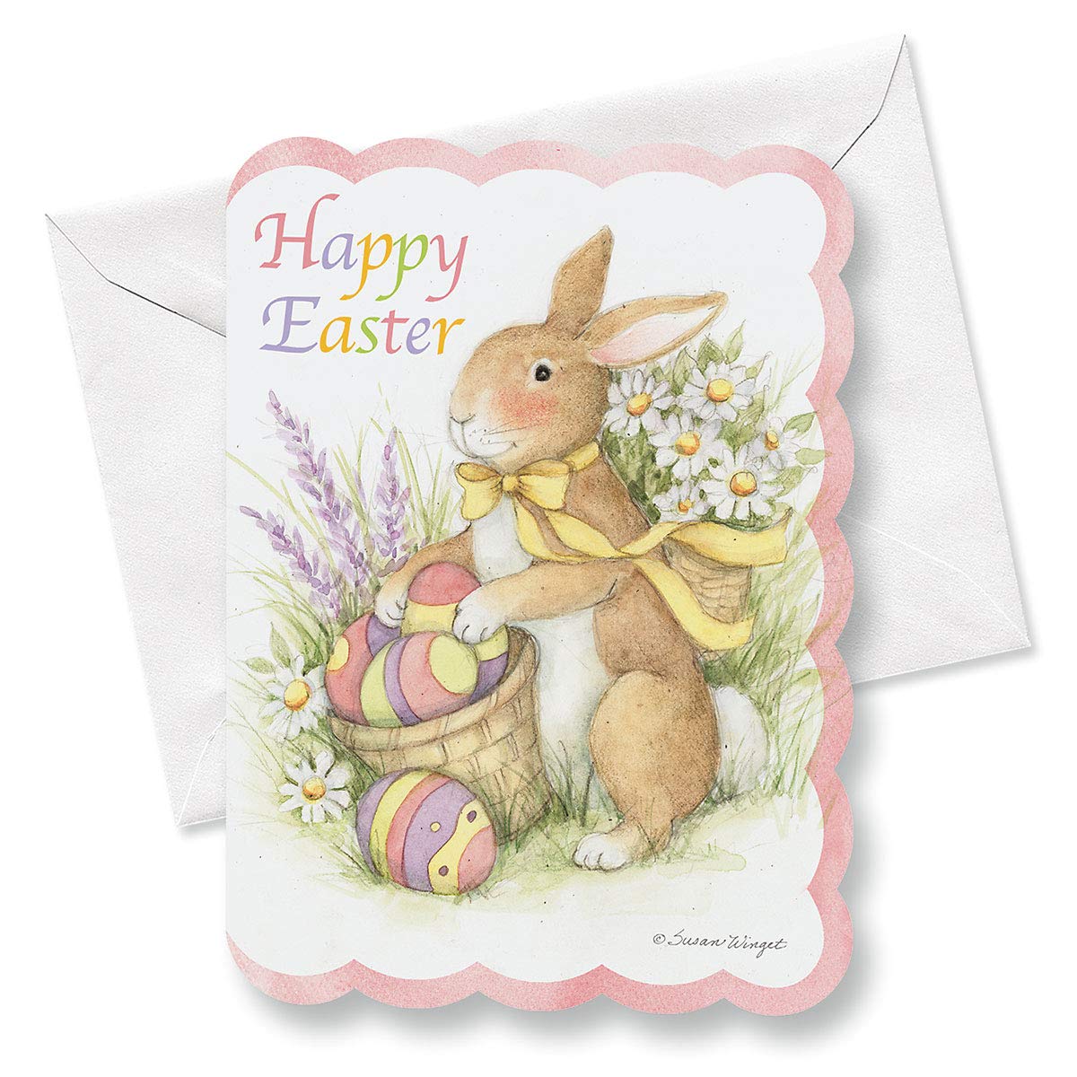 Current Deluxe Die Cut Easter Bunny card inside shows uplifting message for personal notes.