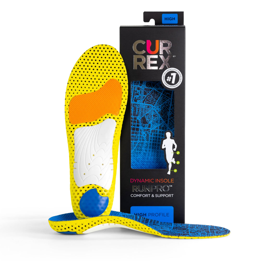 CURREX RunPro arch-support insoles with deep heel cup for stability during runs