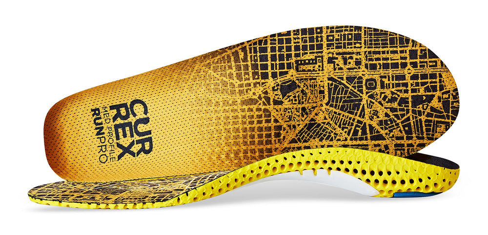 CURREX RunPro deep heel cup stabilizes the heel during runs.