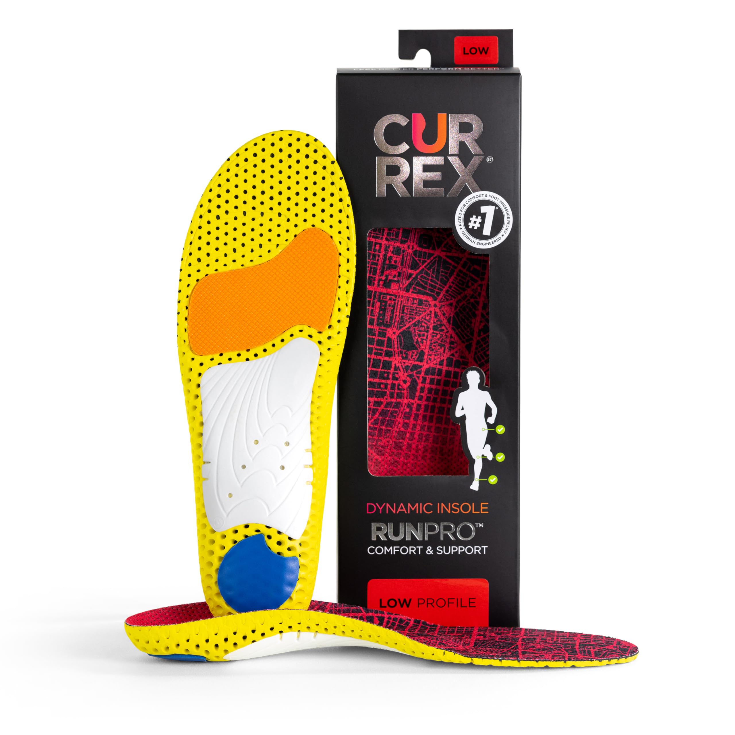 Currex RunPro insole heel cup supports stability during runs