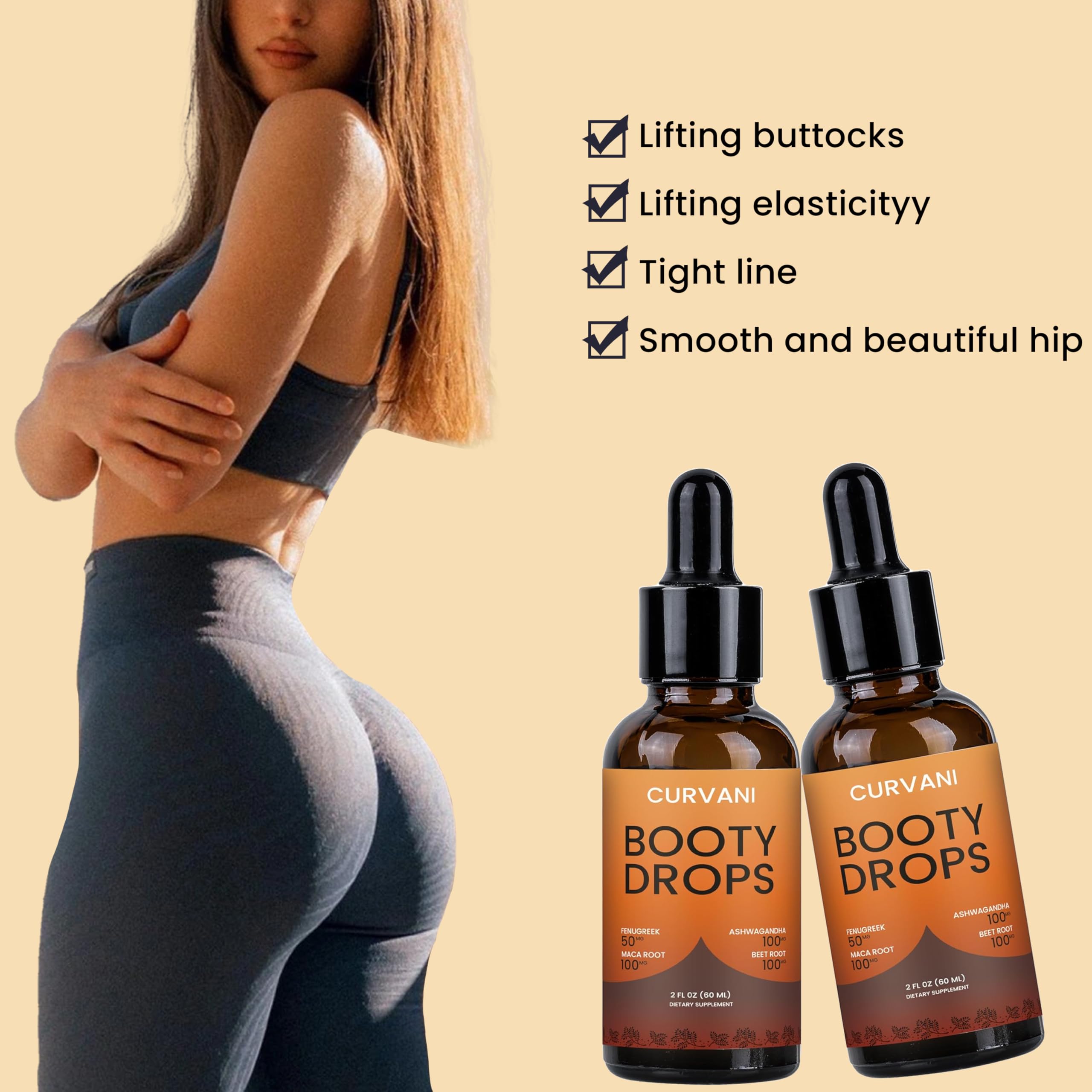 Curvani Booty Drops application with hands showing gentle massage