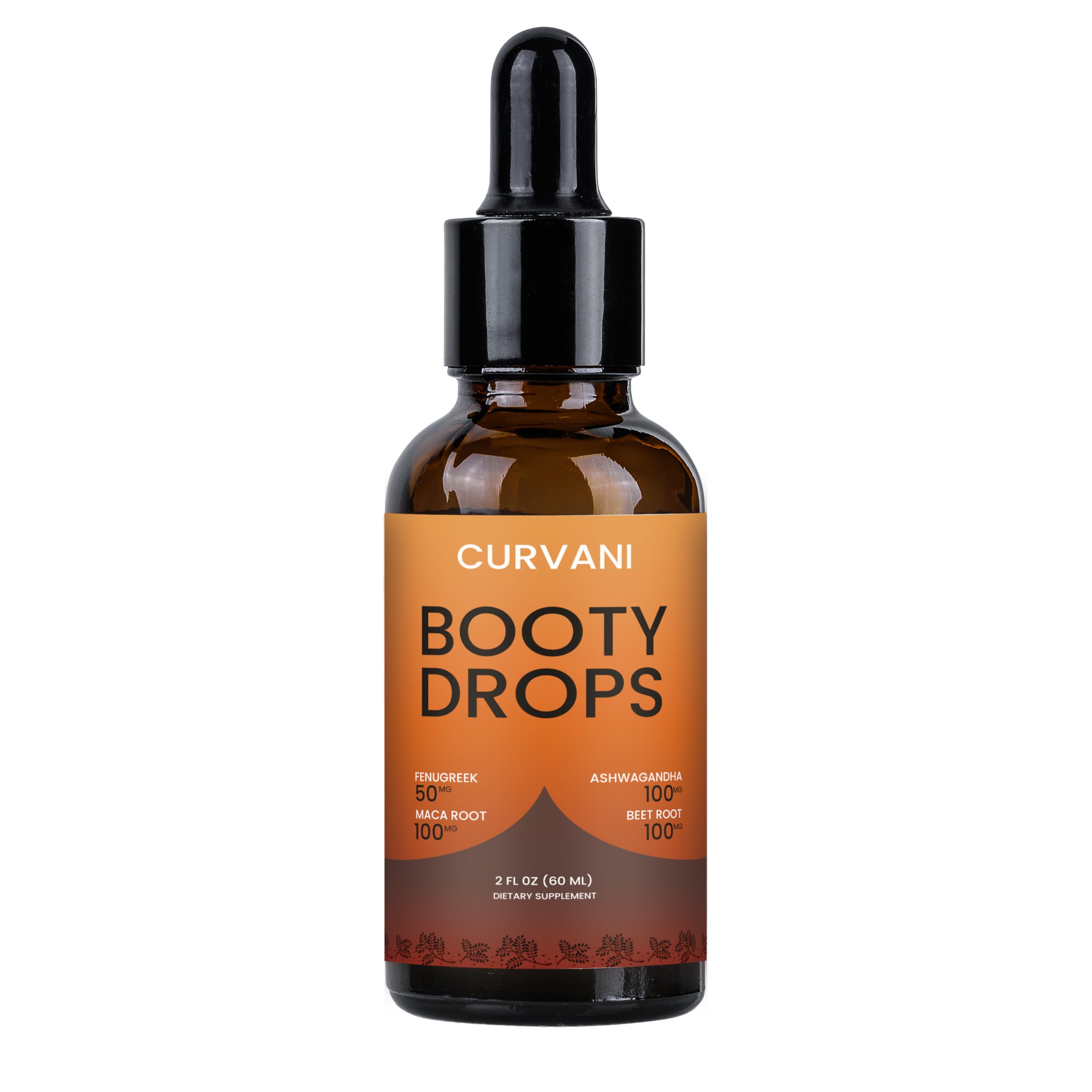 Curvani Booty Drops bottle top view highlighting premium serum for curves that supports daily use