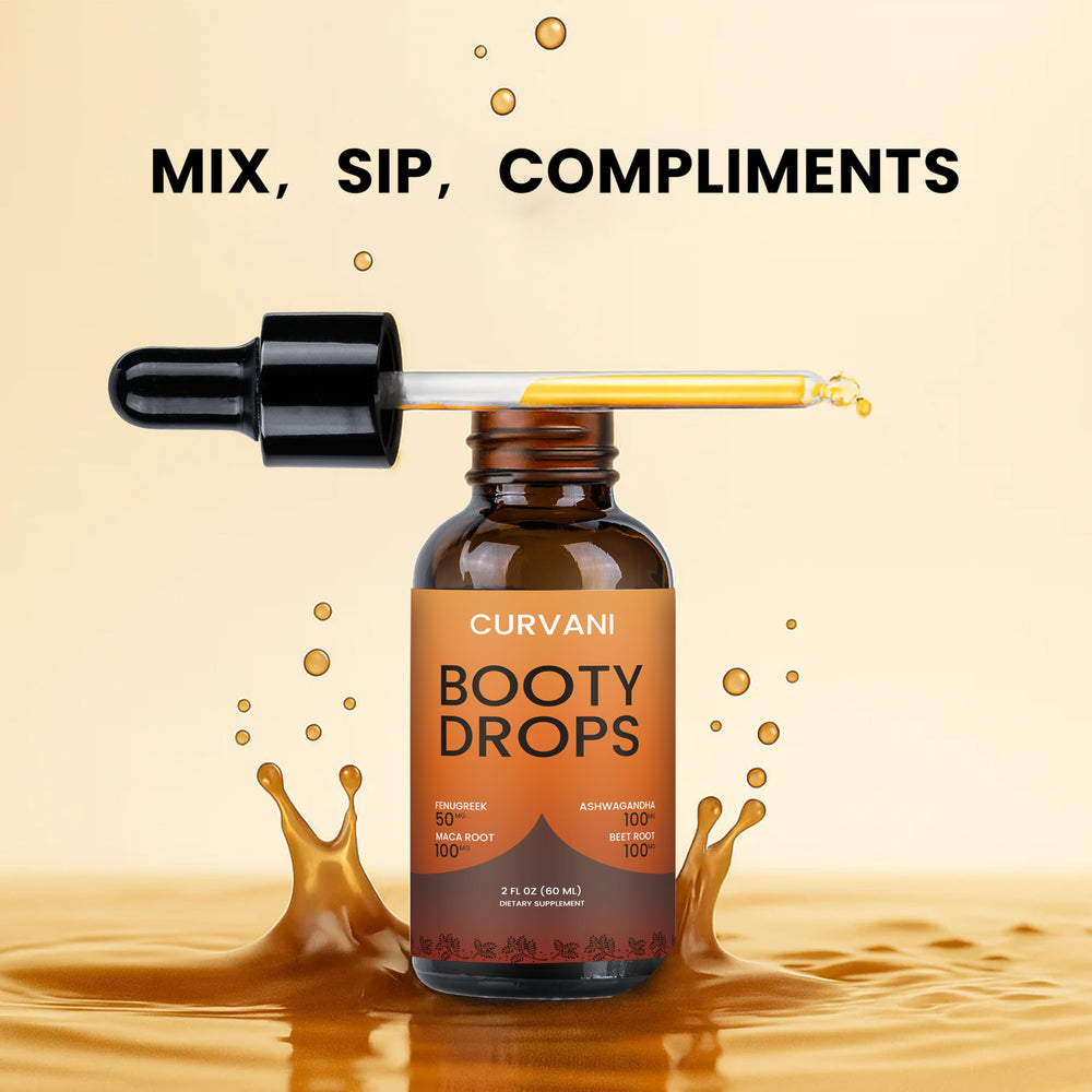 Curvani Booty Drops dropper pour illustrating precise daily dosing