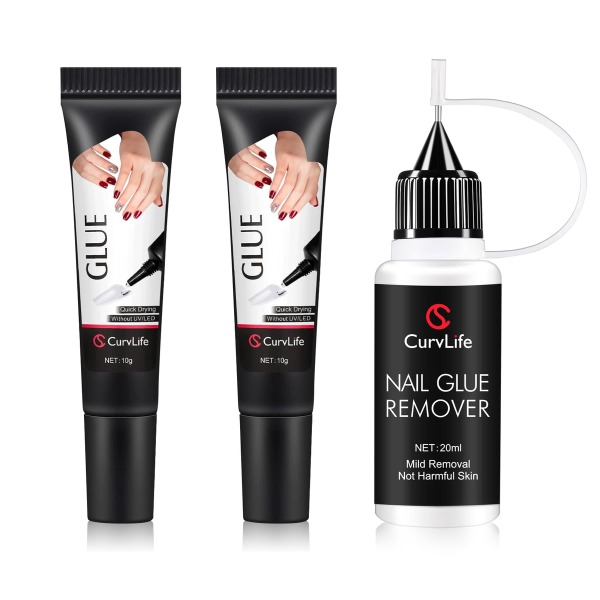 Curvlife semi-solid nail glue gel 10g for quick-dry press-on nails.