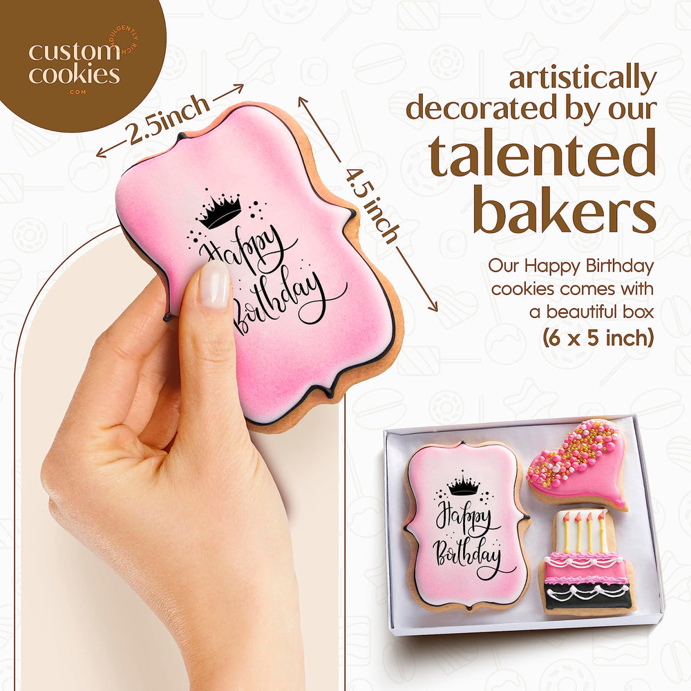 Custom Cookies kosher birthday cookies packaging, securely wrapped for fresh delivery.