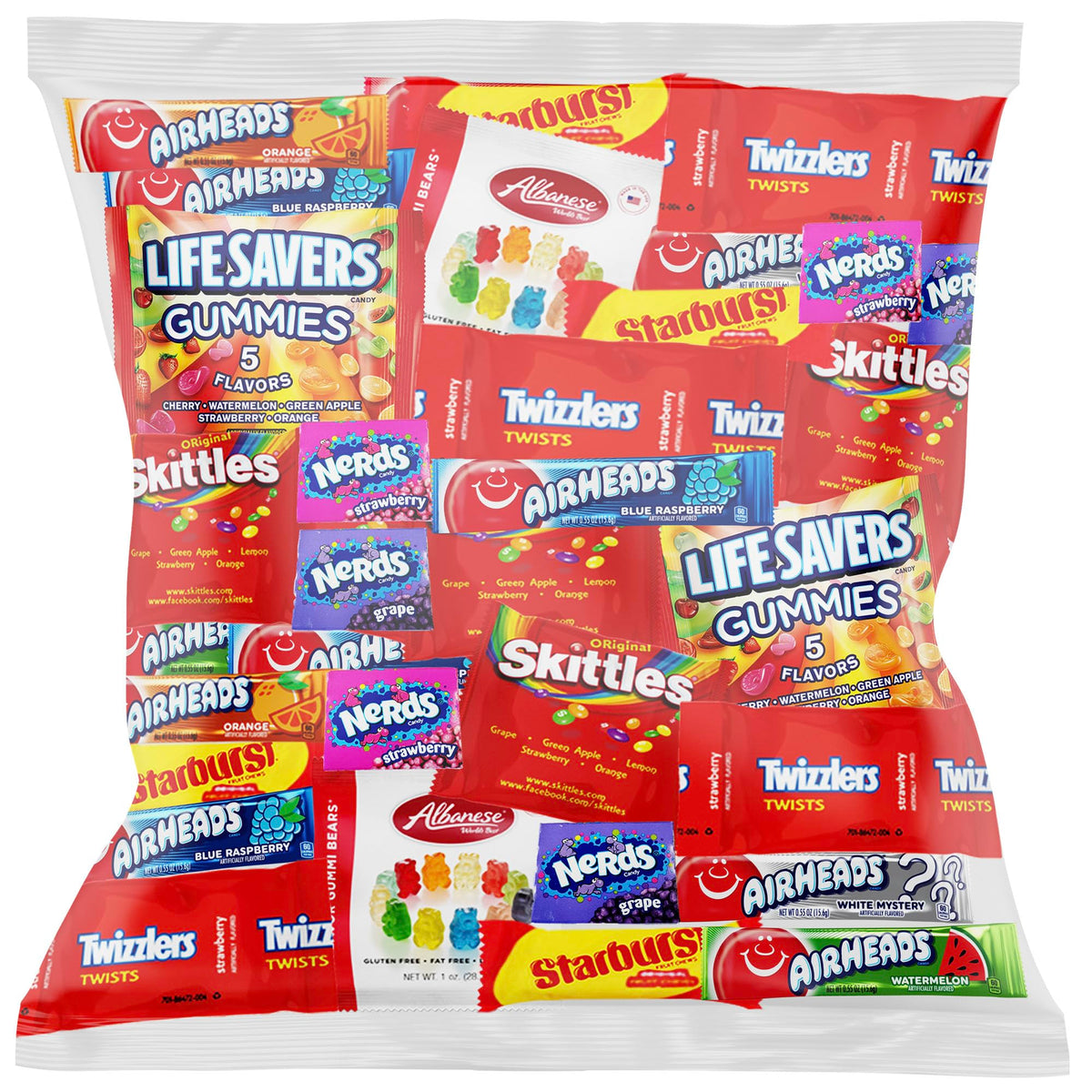 Custom Varietea Starburst and Skittles candy assortment for parties and Halloween sharing.