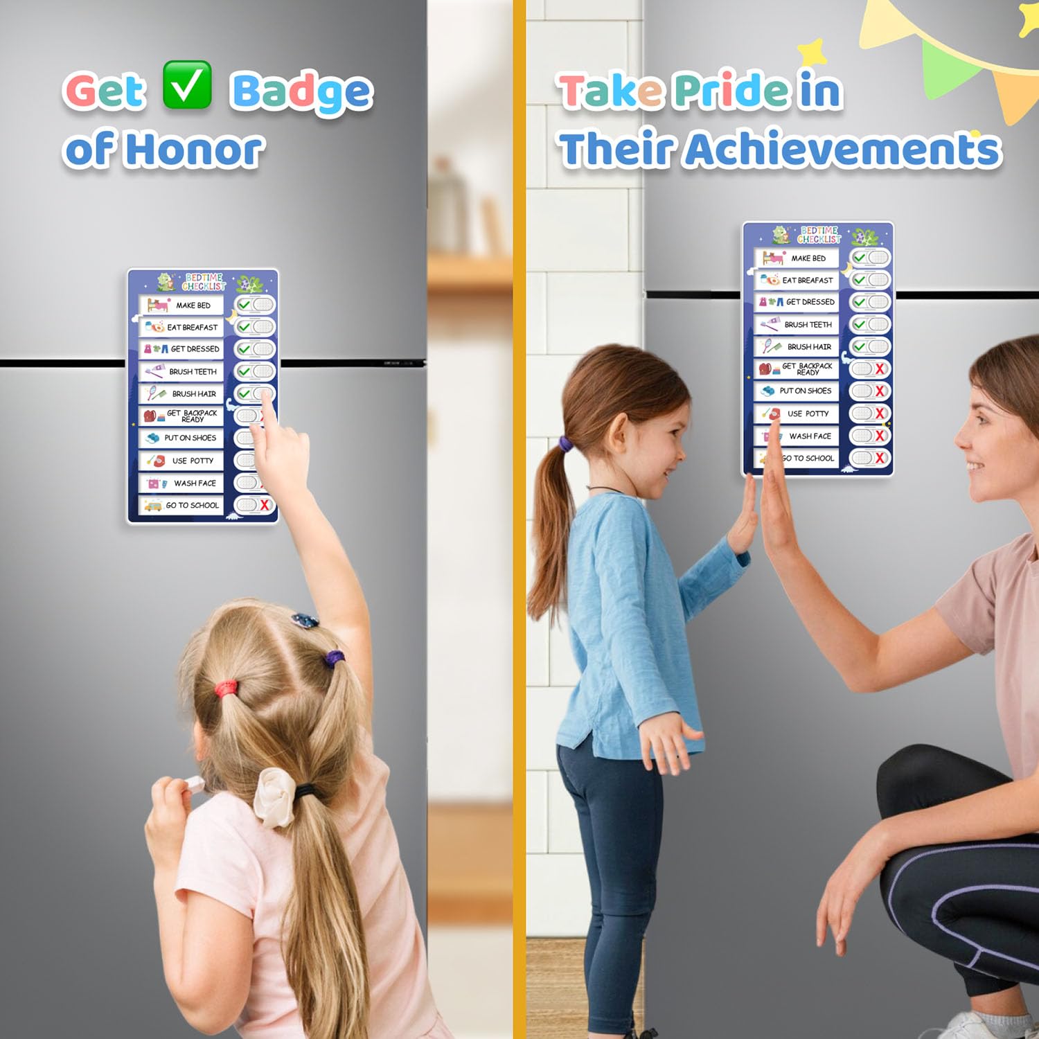 CustomMaster interactive task sliders offer a durable, reusable chart that grows with your child.