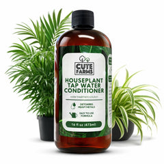 Cute Farms Tap Water Conditioner pour reduces chlorine for healthier plant roots.
