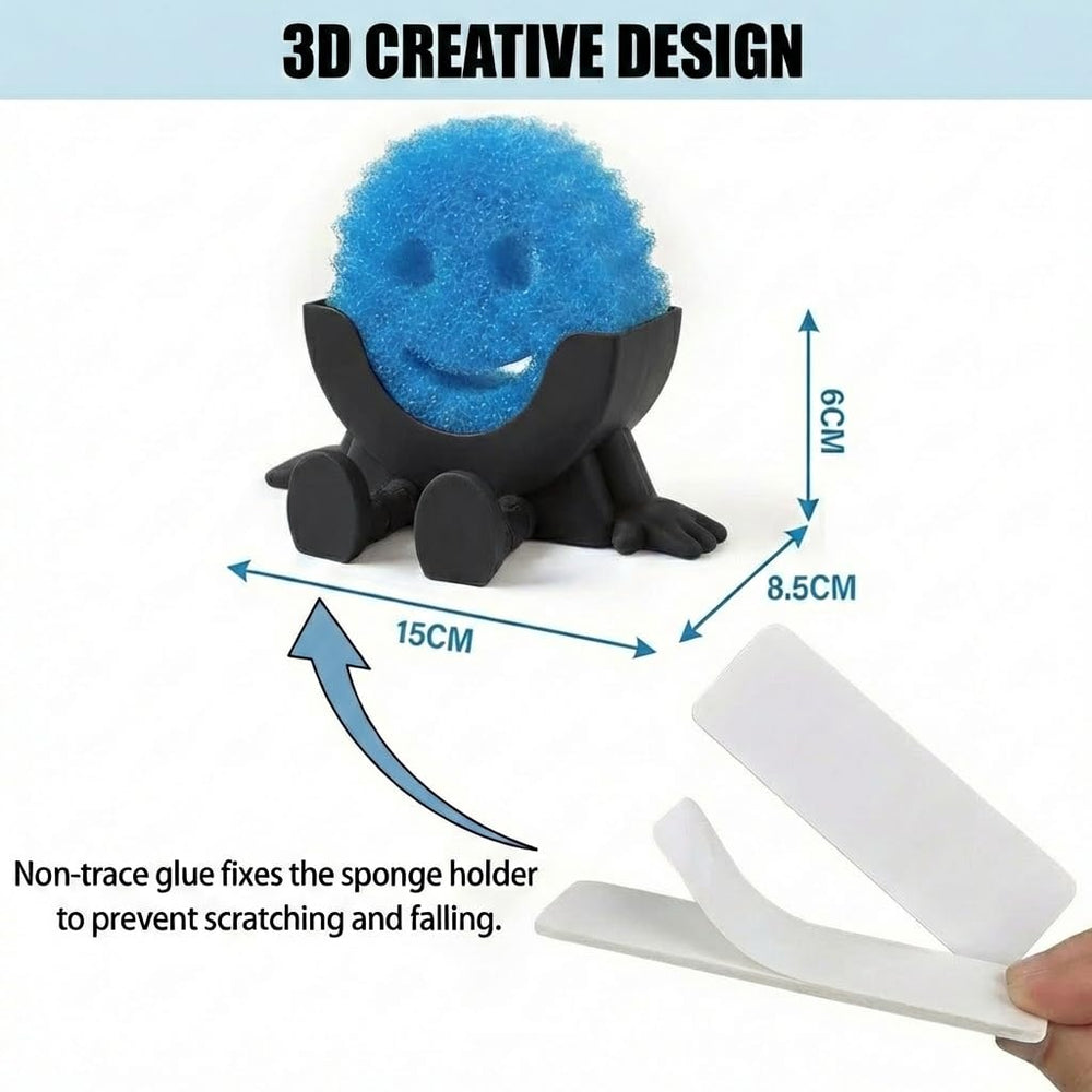 Cute Hanging Sponge Holder with Drainage holding a Scrub Daddy sponge securely