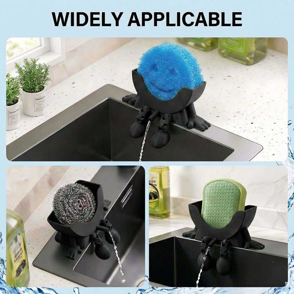Cute Hanging Sponge Holder with Drainage close-up highlighting PLA renewable material and durability