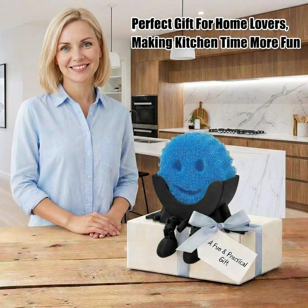 Cute Hanging Sponge Holder with Drainage in black, a modern kitchen organizer