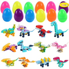 CUTE STONE 12-pack Easter eggs with dinosaur blocks for kids' egg hunt fun
