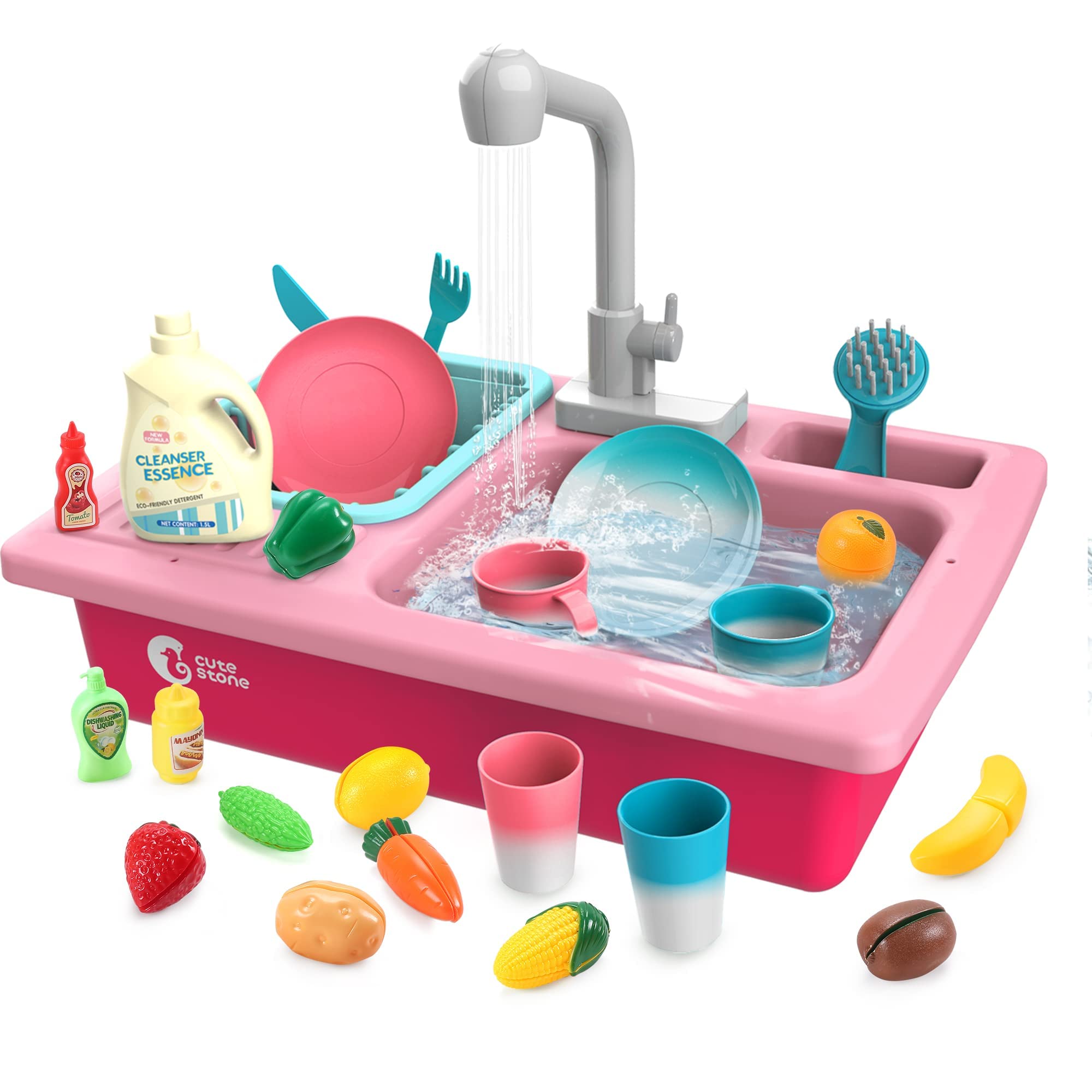 CUTE STONE color changing play kitchen sink faucet for immersive pretend play