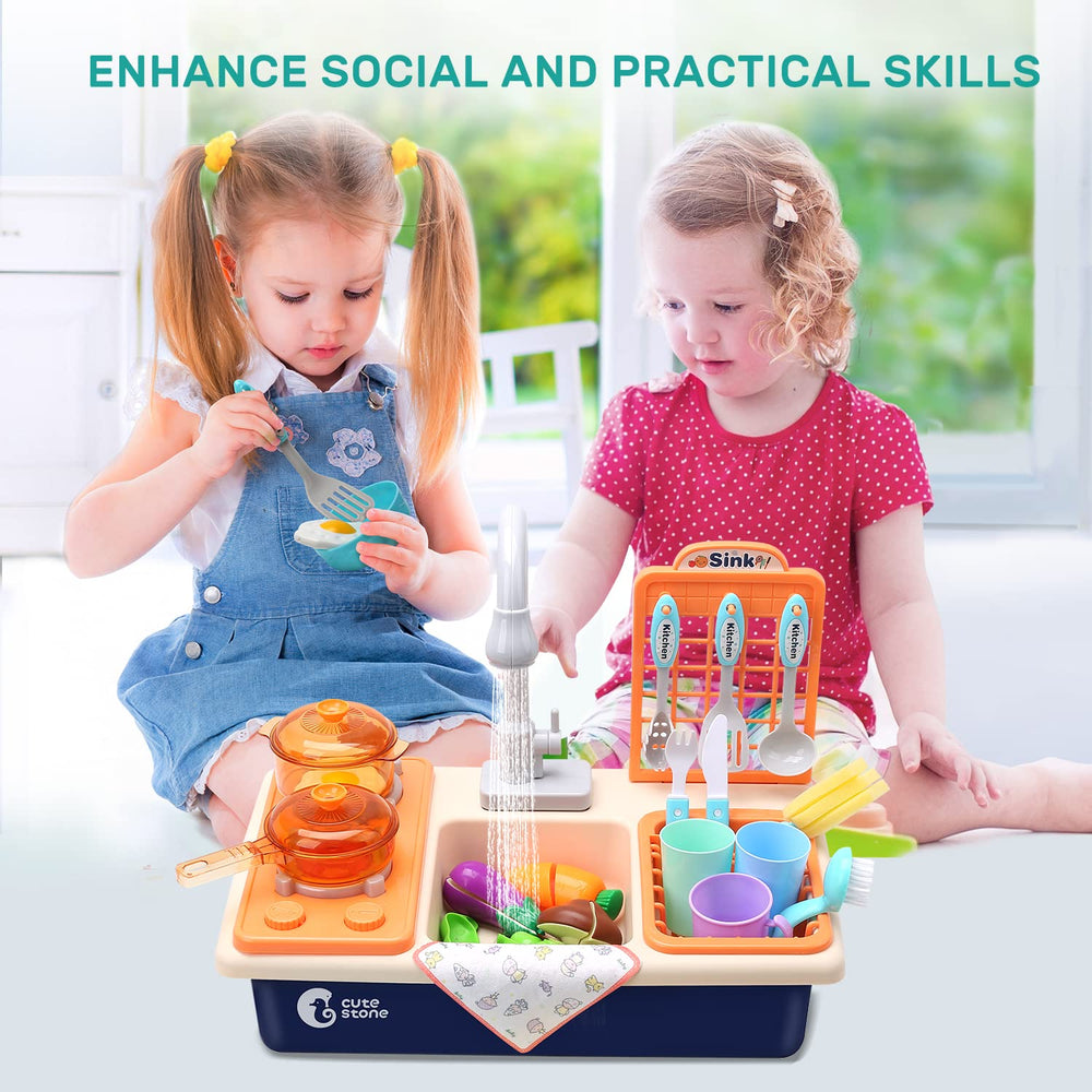 CUTE STONE dishwashing-play: kids wash and dry dishes in fun routine