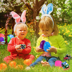 Brightly colored Easter eggs hiding mini alloy pull-back cars for imaginative play