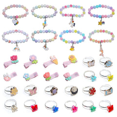 CUTE STONE colorful eggs featuring bracelets, rings, and hair clips for creative styling.