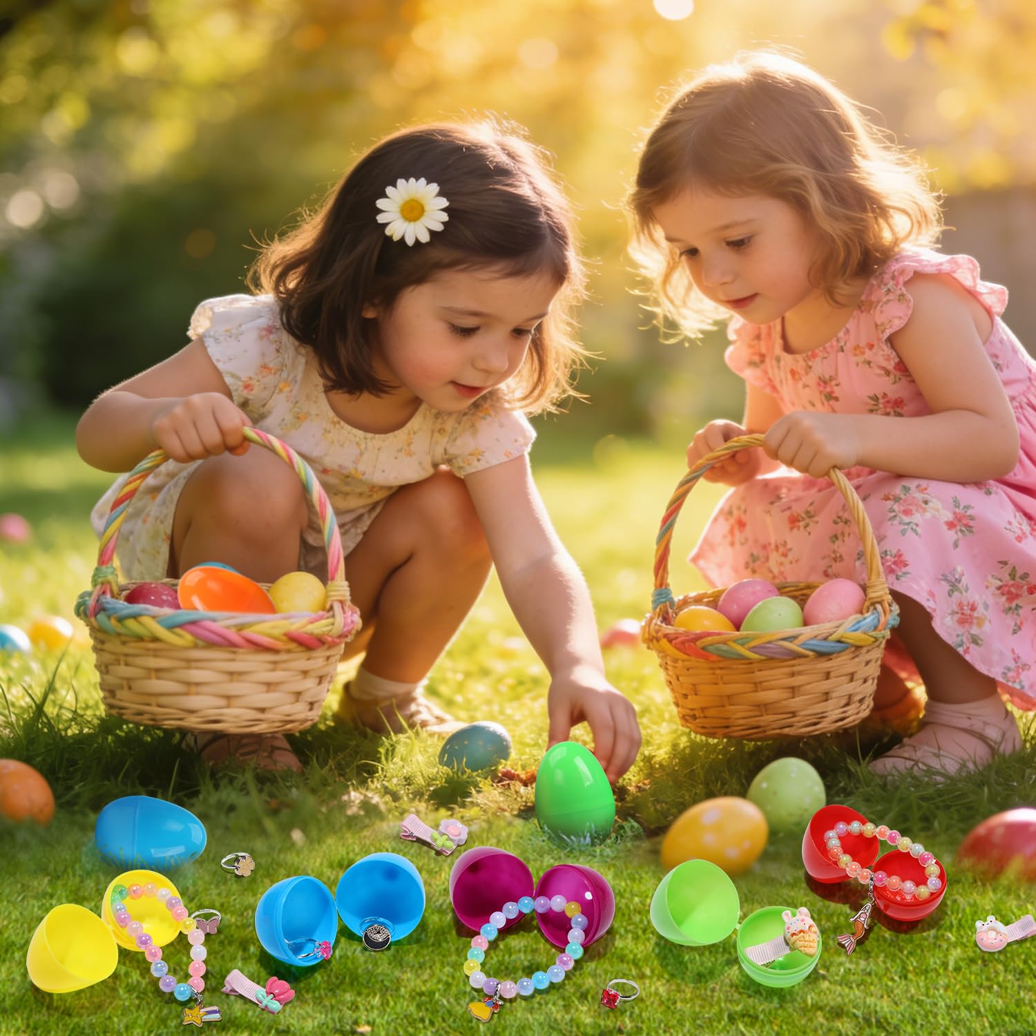 CUTE STONE Easter eggs with jewelry inside for dress-up fun.