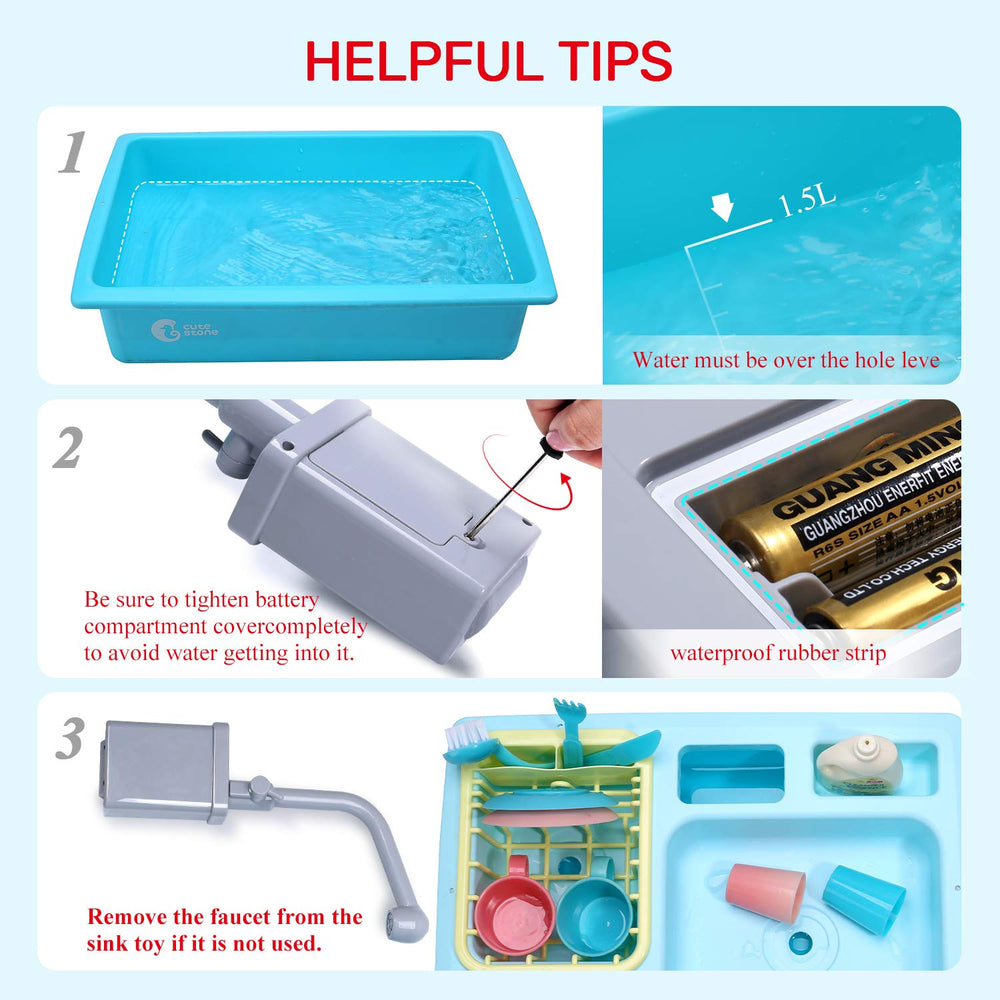 Cute Stone plastic plate play items encourage tidy stacking and organization.