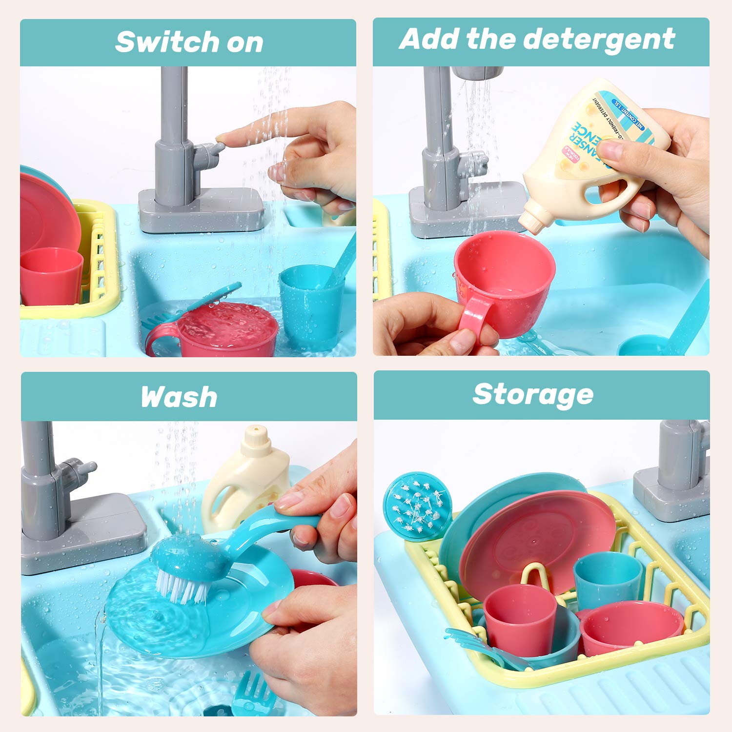 Cute Stone play detergent bottle adds realistic washing scenarios.