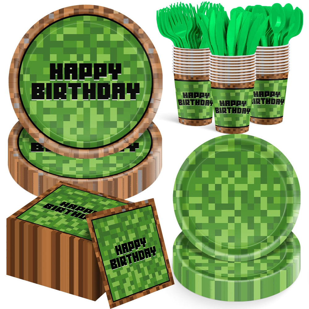 Cutedog pixel plates 9in: sturdy dinnerware for birthday cake and ice cream.