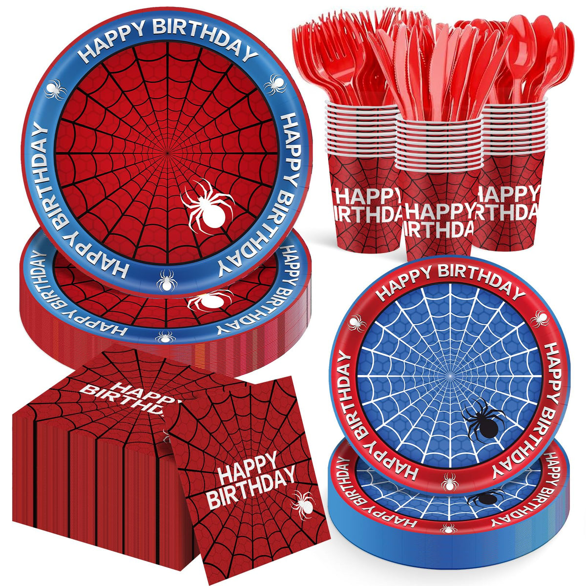 Cutedog spider birthday dinner plates nine inch, bold spiderweb print for a coordinated table