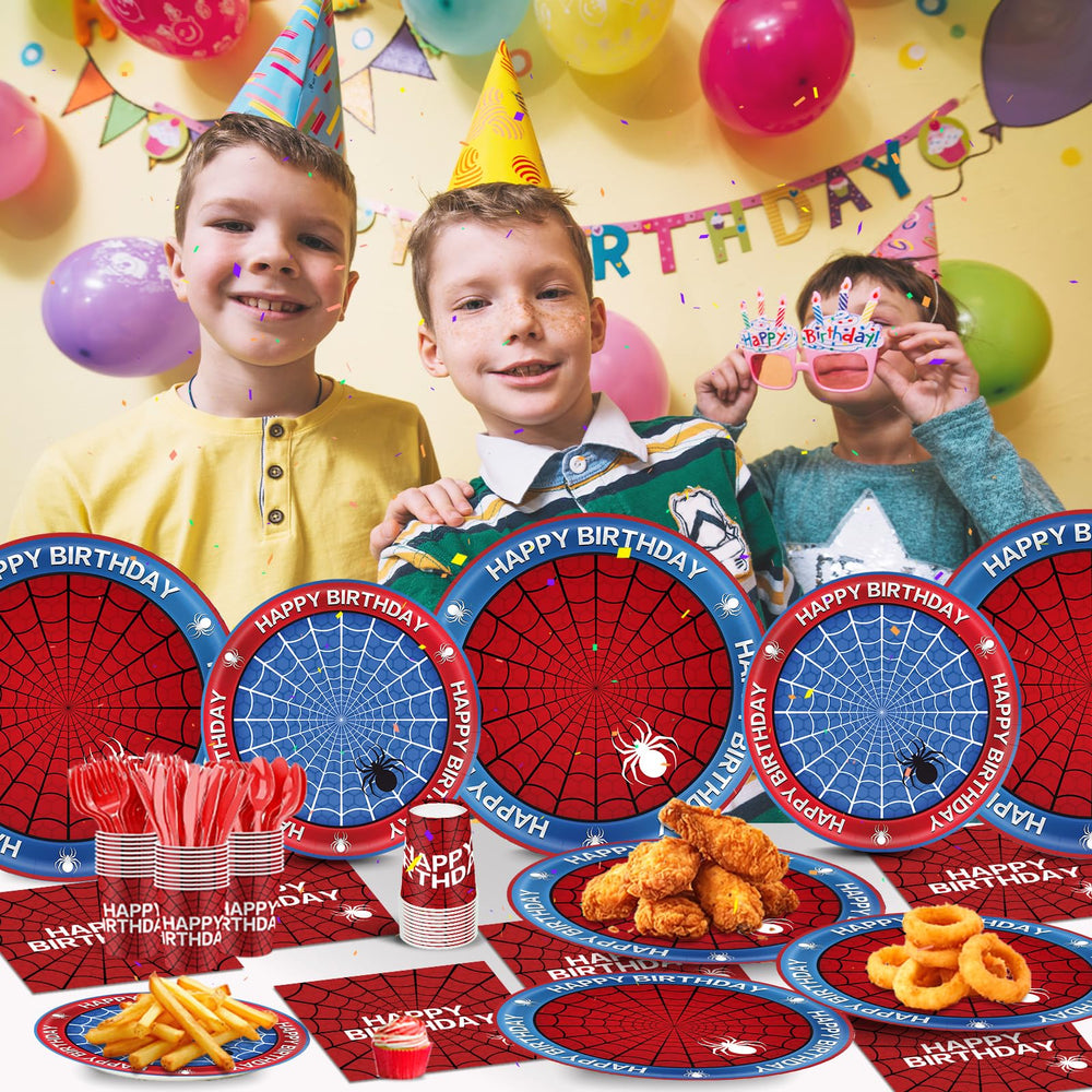 Cutedog spider birthday table set, all-in-one display for quick party setup