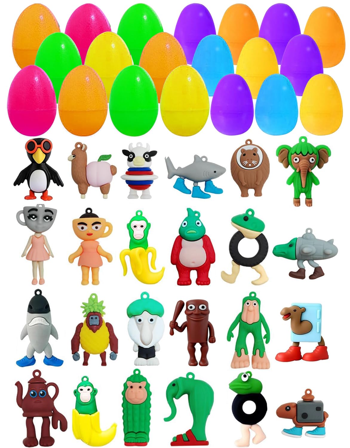 CUTEHO 24pcs prefilled Easter eggs for quick egg hunts and classroom prizes.