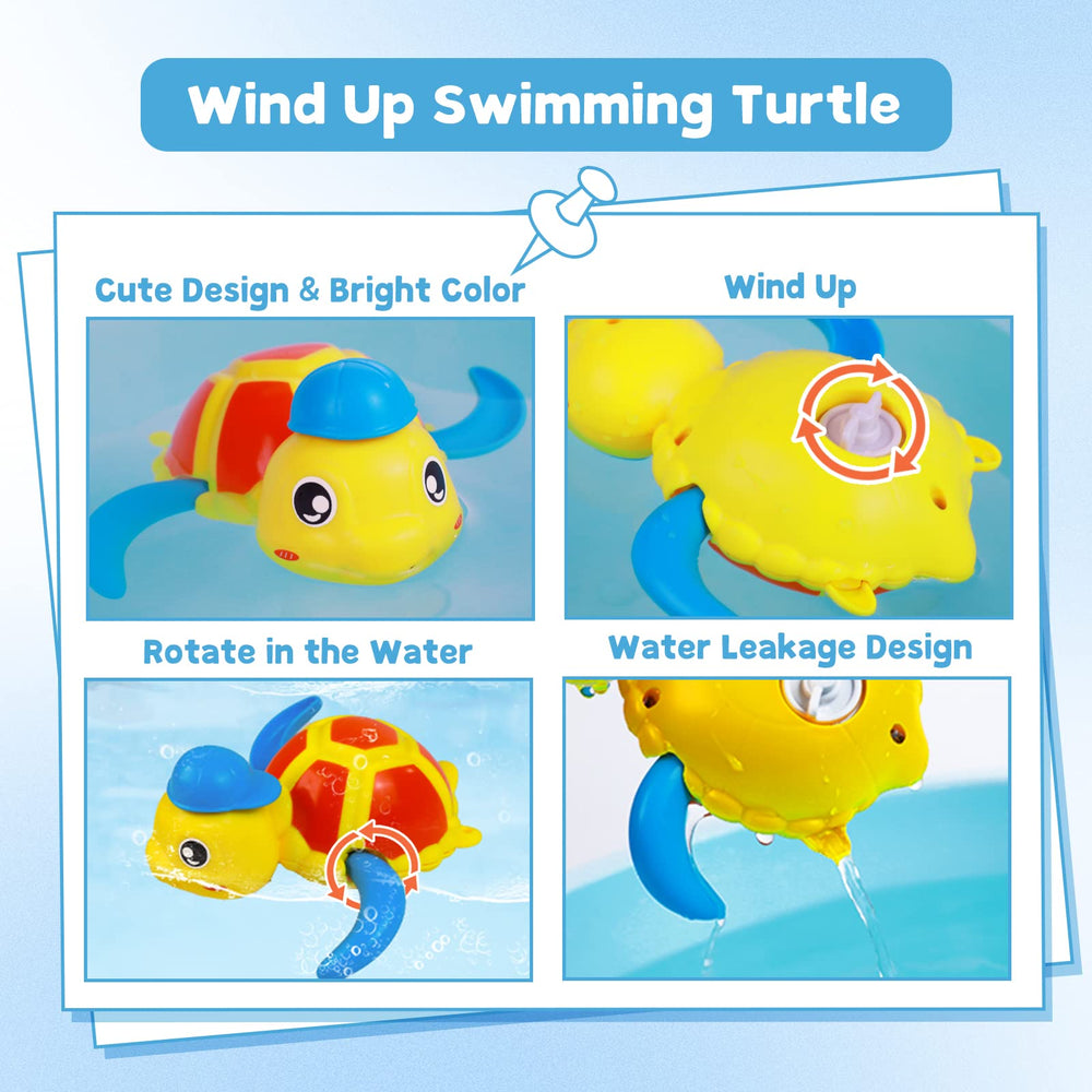 Cuterabit green turtle swimming in bath provides engaging sensory play.