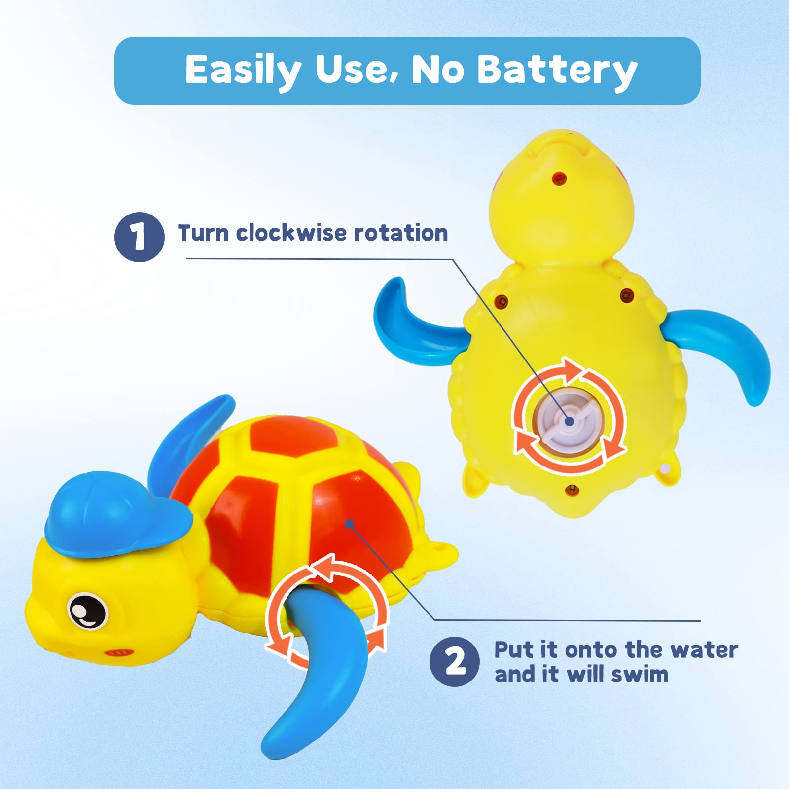 Cuterabit yellow duck with wind-up motion creates a delightful bath race.